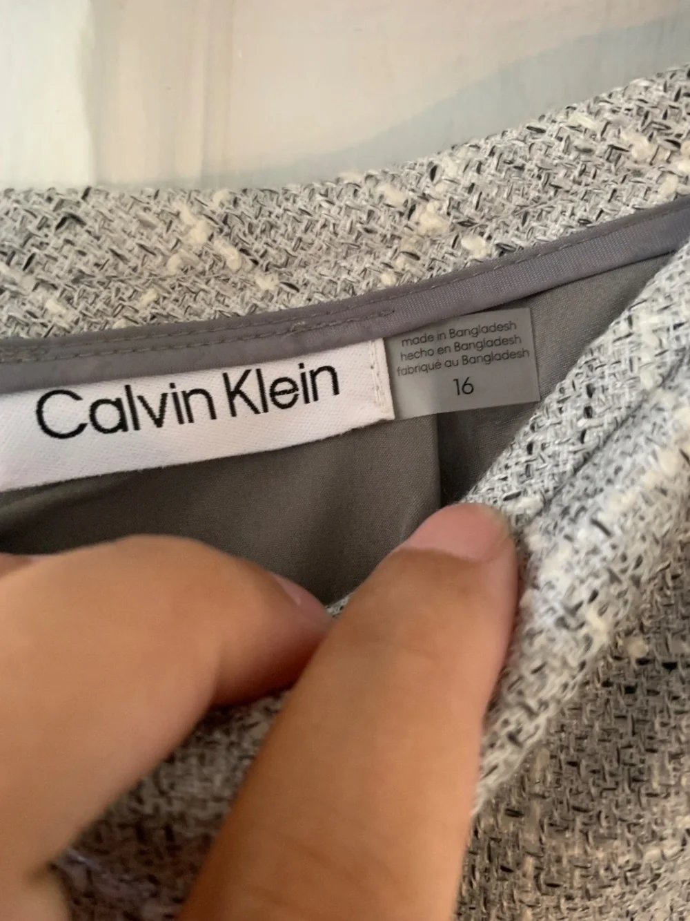 NWT Calvin Klein Grey Silver Bouclé Tweed Pencil Skirt 16 Office